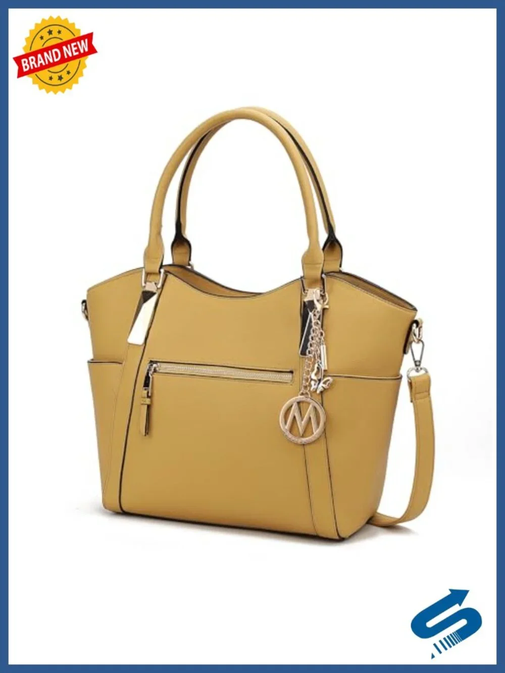 Large Vegan Leather Tote Bag with Top Zip Closure – Spacious Shoulder &